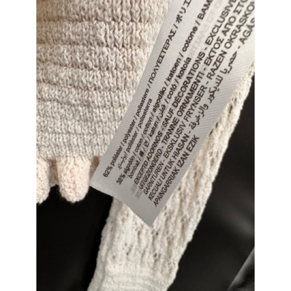 ZARA Cream Pointelle Ruffle Knit Sweater Women MEDIUM Romantic Boho Cottage - Picture 9 of 9